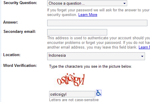 Pertanyaan Keamanan google3 GMail Email Gratis Dari Google