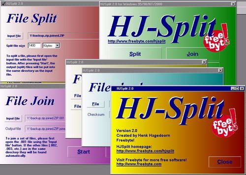 Portable HJSplit 2.3 : A Freeware File-splitting Programs