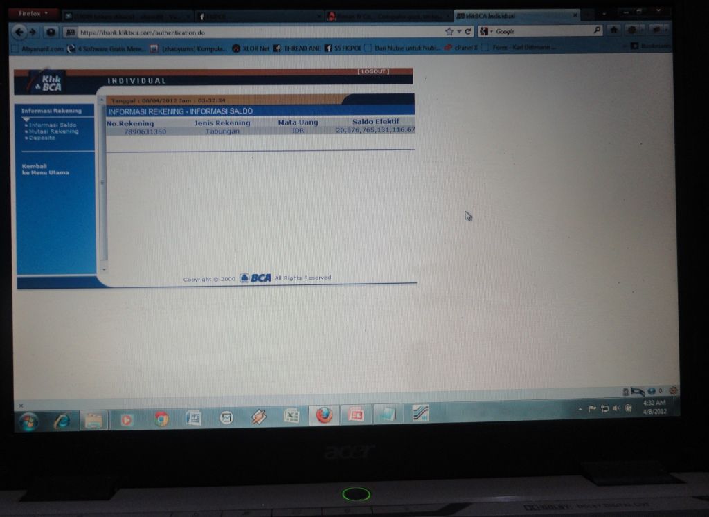 Hasil oprekan Firebug rekeningAhyan Cara mengedit balance rekening