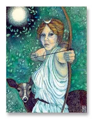 artemis greek goddess cartoon. artemis greek goddess of moon.