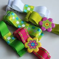 Pink Green and White NON SLIP Hair Clips