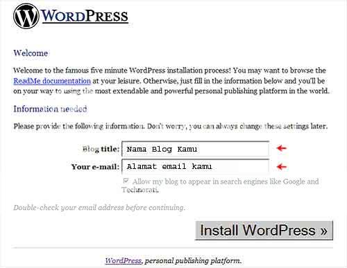 Install WordPress wp 7 Seri 2 Bagaimana Cara Install Website & Weblog (Instalasi WP)